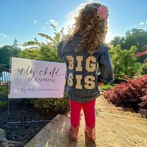 Kids Denim Jacket with Gold Lettering BIG SIS